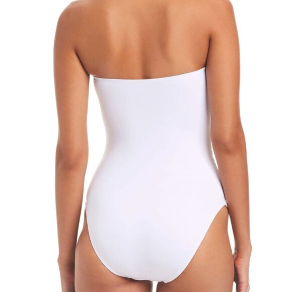 Bleu Rod Beattie Kore Twist Bandeau Premium One-Piece Swimsuit in White Size 10 - Picture 2 of 6